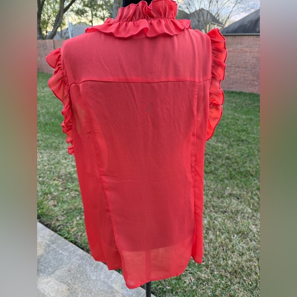 Dots Red Ruffled Blouse - Picture 3 of 5